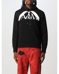 Alexander McQueen - Black Hooded Sweatshirt With Contrasting Orchid Logo Print In Cotton - Lyst