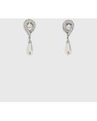 Alessandra Rich - Brass Earrings With Rhinestones And Synthetic Pearls - Lyst