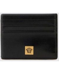 Versace - Leather Card Holder With Medusa Plaque And Six Card Slots - Lyst