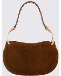 McQueen - Wishbone Suede Shoulder Bag With Metal Trims And Engraved Logo - Lyst