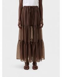 Twinset - A-Line Tulle Midi Skirt With High Elasticated Waist And Drawstring - Lyst