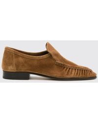 The Row - Two Suede Calfskin Round-Toe Loafers - Lyst