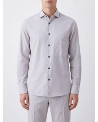 Ziggy Chen - Distressed Effect Slim Fit Cotton Shirt - Lyst