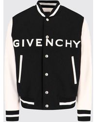 Givenchy - Giacca in pelle e misto lana con logo - Lyst