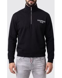 DSquared² - Sudadera De Algodón Con Cremallera Y Cuello Alto Con Logo Estampado - Lyst