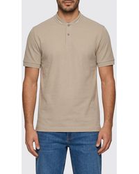 BOSS - Cotton Polo Shirt With Striped Collar - Lyst