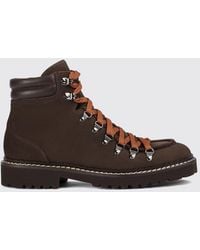 Doucal's - Suede Lace-Up Ankle Boots With Round Toe And Lug Sole - Lyst