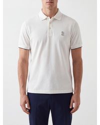 Brunello Cucinelli - Short-Sleeved Cotton Polo With Embroidered Logo - Lyst