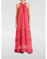 Momoní - Momon&Igrave Silk-Blend Halter-Neck Off-The-Shoulder Long Dress - Lyst
