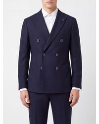 Lardini - Double-Breasted Pure Virgin Wool Blazer With Peak Lapels - Lyst