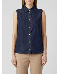 7 For All Mankind - Sleeveless Denim Shirt - Lyst