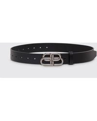 Balenciaga - Adjustable Bb Monogram Buckle Calfskin Leather Belt - Lyst