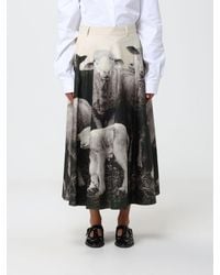 Moschino - Graphic Print A-Line Cotton Midi Skirt With Asymmetrical Hem - Lyst