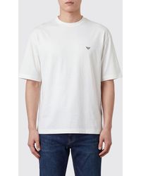 Emporio Armani - Relaxed Fit Cotton T-Shirt With Contrast Eagle Logo - Lyst