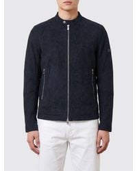 Tatras - Slim Fit Suede Leather Biker Jacket With Biker Collar And Metal Zip - Lyst