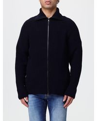 Tagliatore - Ribbed-Collar Zip-Up Wool Blend Cardigan - Lyst