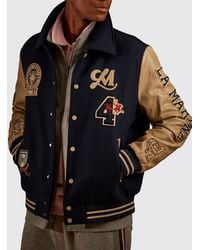 La Martina - Bicolor Wool Blend Varsity Bomber Jacket With Patches - Lyst