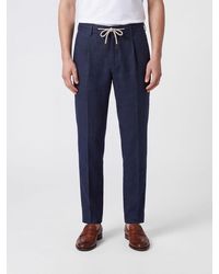 Eleventy - Slim Fit Cotton Blend Trousers With Pleats And Drawstring - Lyst