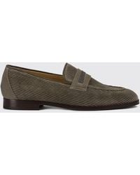 Doucal's - Ribbed Velvet Penny Loafers With Ornament And Leather Sole - Lyst