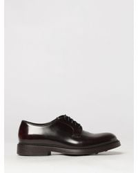Doucal's - Wine-Coloured Brushed Calfskin Derby Shoes With Rubber Sole - Lyst