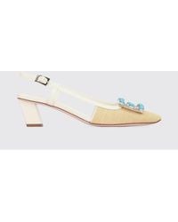Roger Vivier - Canvas And Leather Slingback With Jewel Buckle - Lyst