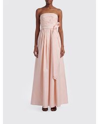 Max Mara - Off-The-Shoulder Long Taffeta Evening Gown With Waist Bow - Lyst