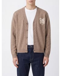 Maison Kitsuné - Maison Kitsun&Eacute Merino Wool V-Neck Cardigan With Chillax Fox Logo Patch - Lyst