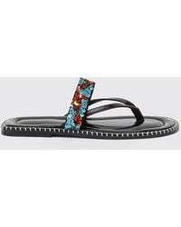 Dries Van Noten - Leather Sandal With Embroidered Sequins - Lyst
