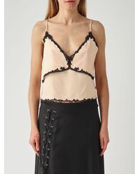 Pinko - Twill And Lace Top - Lyst