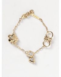 Ferragamo - Brass Bracelet With Set Rhinestones And Charms - Lyst