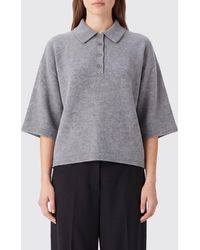FRAME - Cropped Relaxed Fit Cashmere Polo With Short Sleeves - Lyst