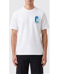 CASABLANCA - Organic Cotton Crew Neck T-Shirt With Logo Print - Lyst
