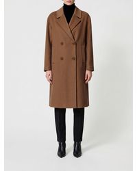 Twinset - Double-Breasted Knee-Length Wool Coat With Lapels And Welt Pockets - Lyst