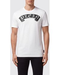 Philipp Plein - Cotton T-Shirt With Embroidered Logo And Rhinestone Application - Lyst
