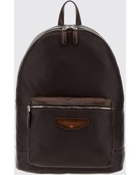 Santoni - Embossed-Logo Grained Leather Backpack With Double Zip - Lyst