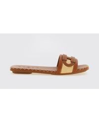 Hogan - H685 Raffia And Leather Slippers - Lyst