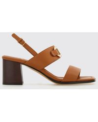 Ferragamo - Gancini Logo Calfskin Slingback Sandals With A Block Heel - Lyst