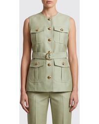 Zimmermann - Tailored Wool And Silk Waistcoat With Belt And Metallic Buttons - Lyst