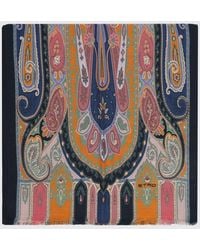Etro - Écharpe Carrée En Mélange De Cachemire À Imprimé Paisley Et Franges - Lyst
