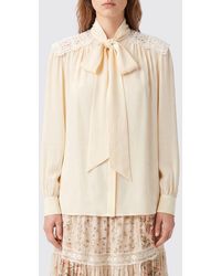 Chloé - Chlo&Eacute Satin Pussy-Bow Blouse With Lace Inserts - Lyst