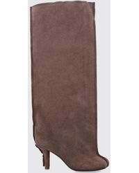 MM6 by Maison Margiela - Anatomic Suede Knee-High Boots With Stiletto Heel - Lyst