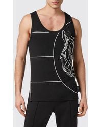Philipp Plein - Slim Fit Cotton Tank Top With Hexagon Logo Print - Lyst