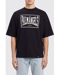 Palm Angels - Contrast Front Logo Print Cotton Crewneck T-Shirt - Lyst