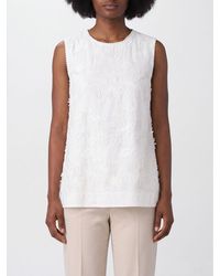 P.A.R.O.S.H. - Embroidered Sleeveless Cotton Top P.A.R.O.S.H. With Crew Neck - Lyst