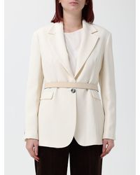 Hanita - Single-Breasted Viscose Blend Blazer With Waist Belt And Lapels - Lyst