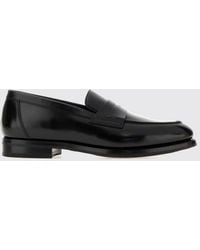 Santoni - Smooth Calf Leather Penny Loafers With Saddle Strap - Lyst
