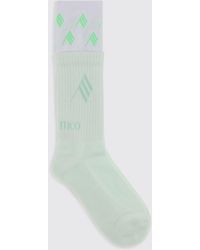 The Attico - Ribbed Stretch Cotton Socks With Jacquard Logo - Lyst