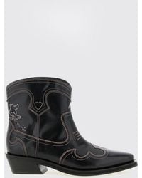 Ganni - Low Shaft Western Ankle Boots - Lyst