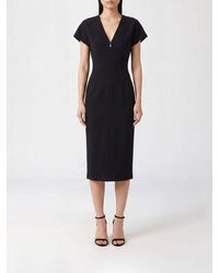 Patrizia Pepe - V-Neck Crêpe Midi Sheath Dress - Lyst