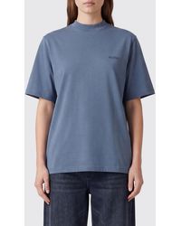 The Attico - Cotton Crewneck T-Shirt With Dropped Shoulders And Tone-On-Tone Logo - Lyst